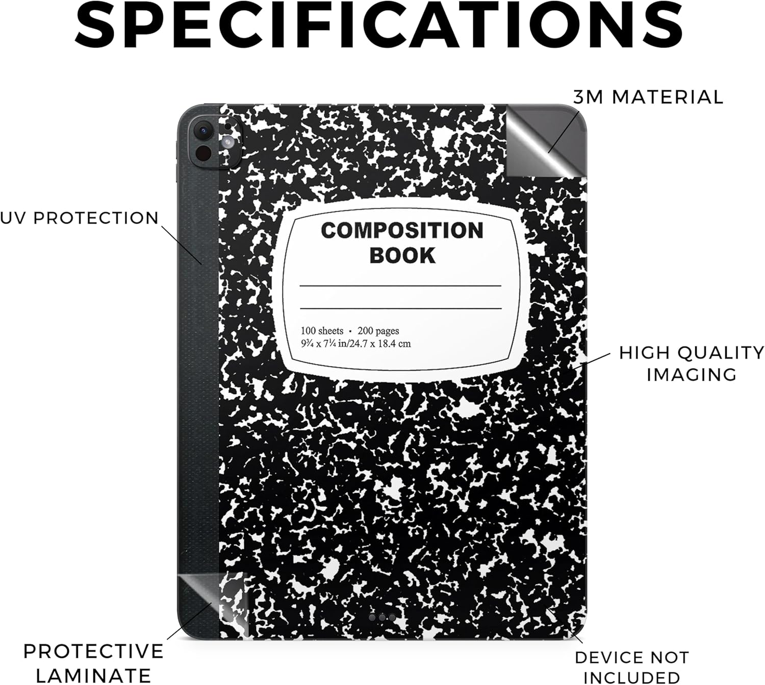 Skin Compatible with Apple iPad Pro 13 (M4) 2024 - Composition Book - Premium 3M Vinyl Protective Wrap Decal Cover - Easy to Apply | Crafted in The USA by MightySkins