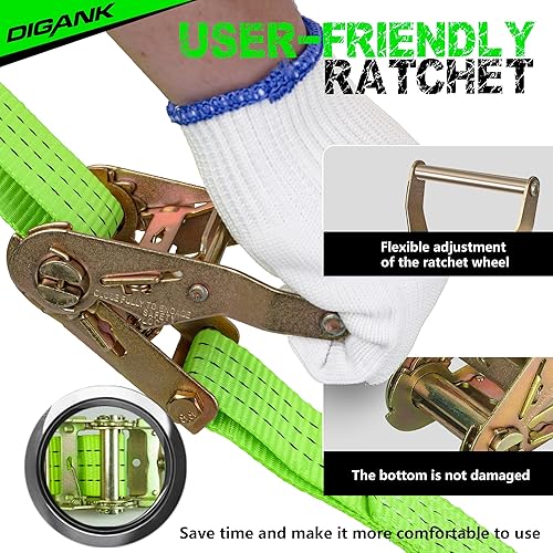 Miniatura 3 de E Track - Kit de amarre de rueda de 2 pulgadas x 15 pies, correas de neumáticos de remolque de alta resistencia, correas de neumáticos de remolque E