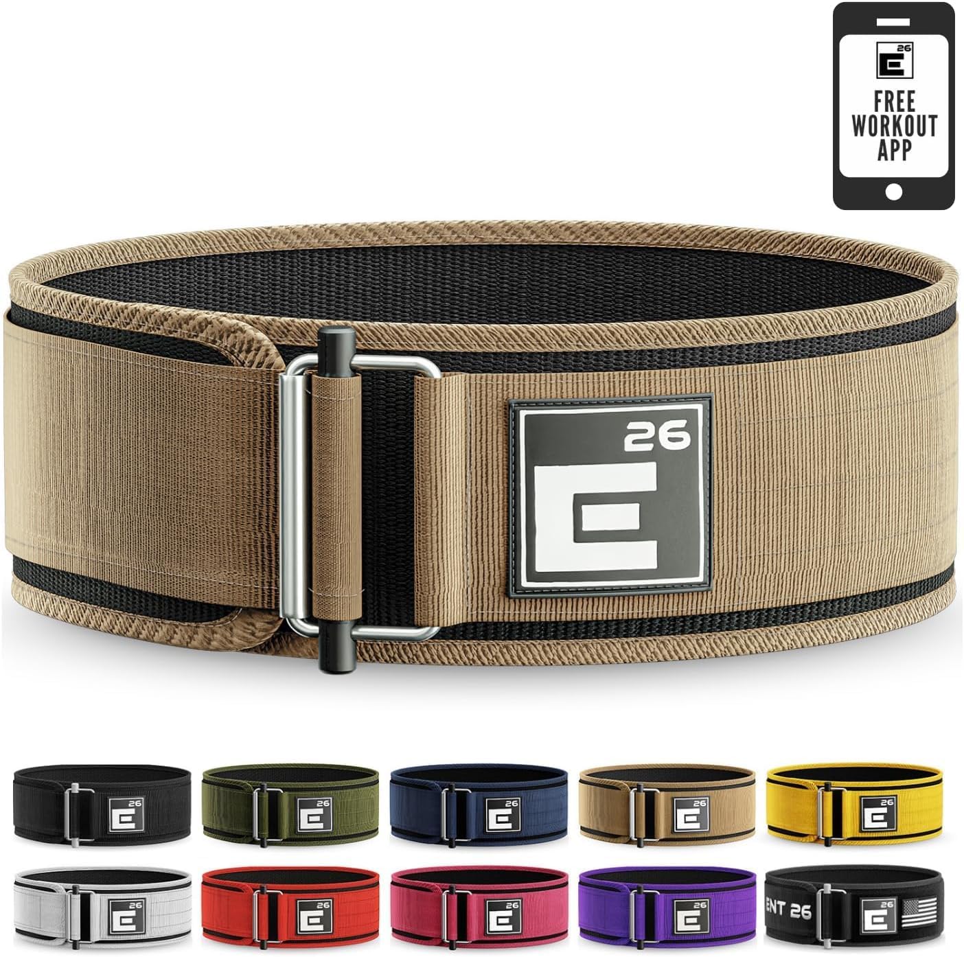Element 26 Self-Locking Weight Lifting Belt - Premium Weightlifting Belt for Serious Functional Fitness and Olympic Lifting Athletes - Lifting Support for Men and Women - Deadlift Training Belt