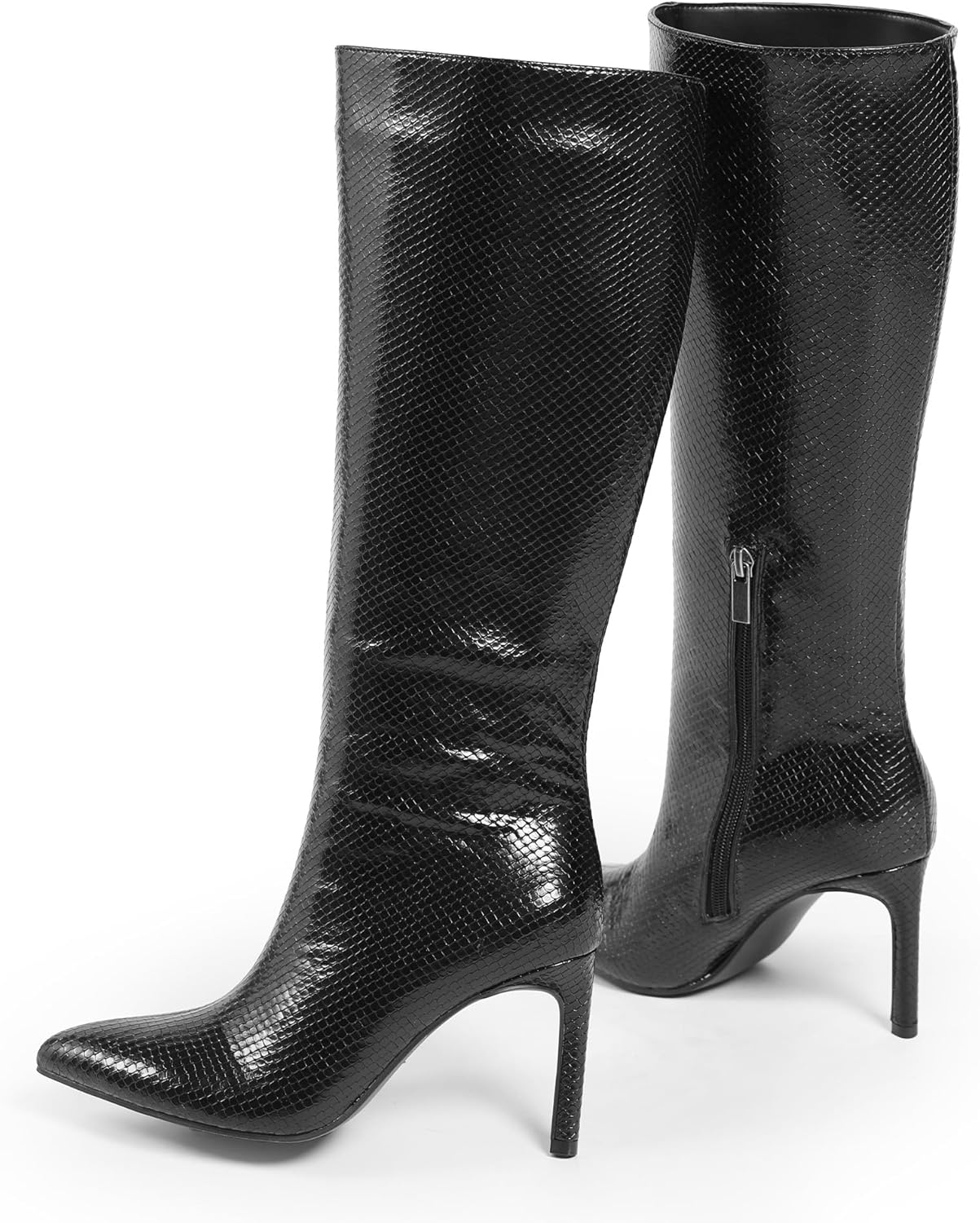 Women Knee High Boots 3 In Stiletto Heel Pointed Toe Tall Side... - Picture 12 of 40
