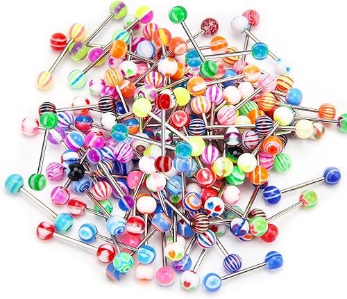 CrazyPiercing Piercing para lengua 110 piezas 049oz varios colores