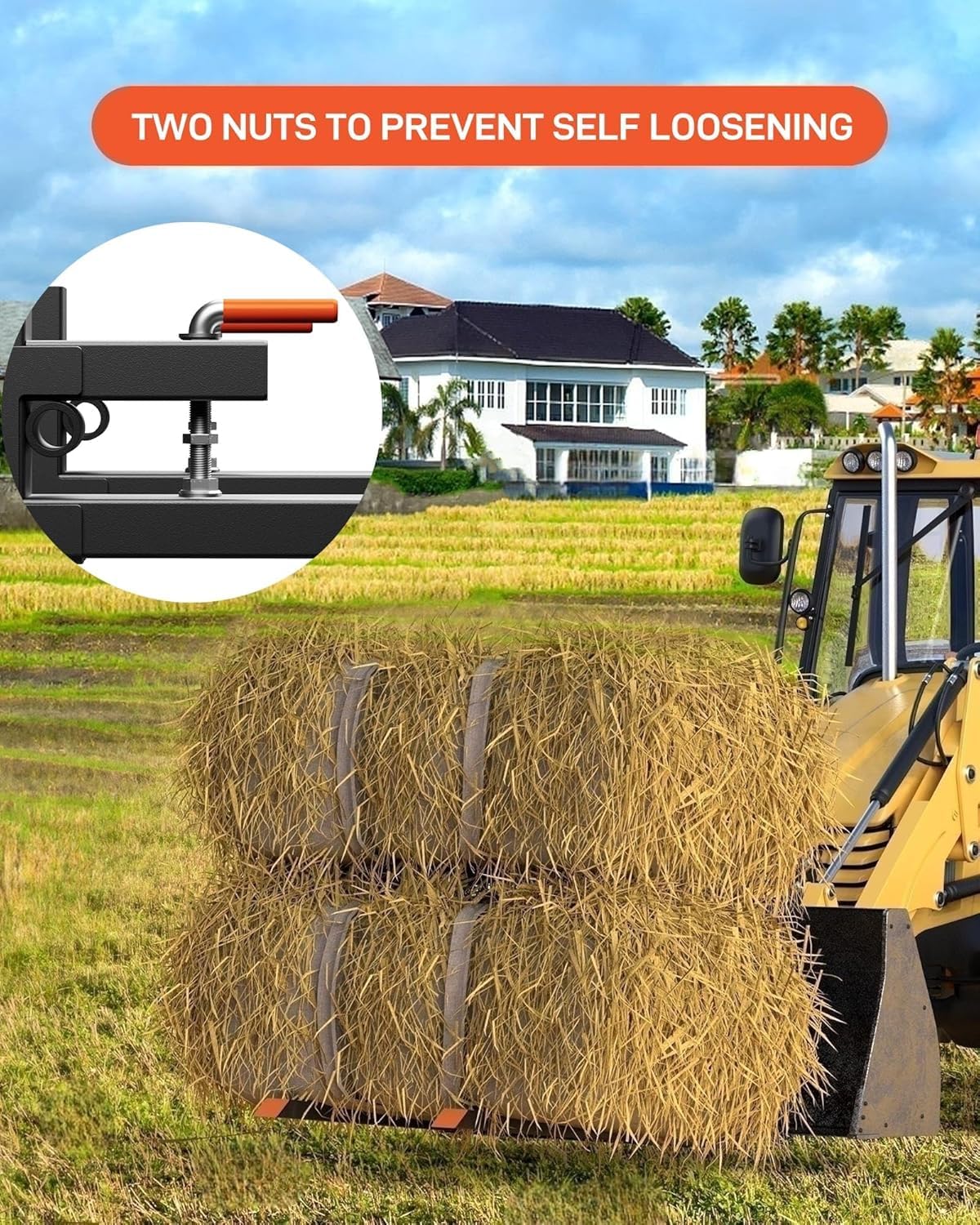 Garvee Verstellbare Schwerlast Palettengabeln zum Anklemmen – 43 Zoll, 2000 lbs Tragkraft, mit Stabilisationsstange, geeignet für Traktor, Lader & Skid Steer – Passend für Landtechnik-Hersteller,