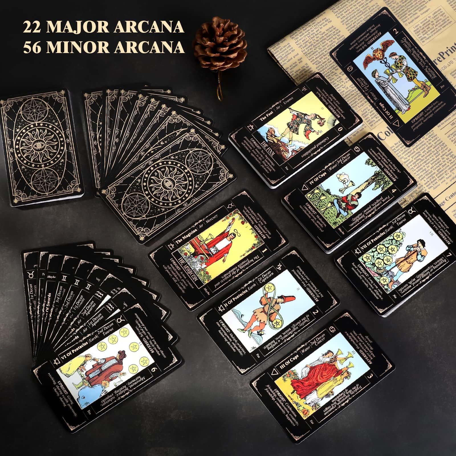 MAKABEE Original 78-Card Tarot Deck with Guidebook, Gypsy-Inspired Oracle Cards, Durable High-Definition Print, Standard Size (4.75 x 2.75 Inches) 3