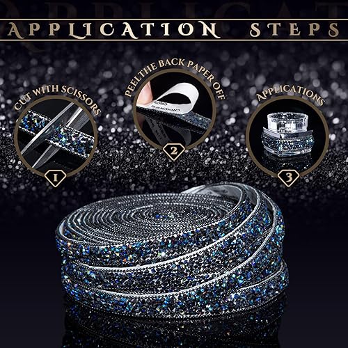 Miniatura 4 de Calcomanías de diamantes de imitación brillantes de 6 yardas, diamantes de imitación para manualidades, calcomanías autoadhesivas para el automóvil,