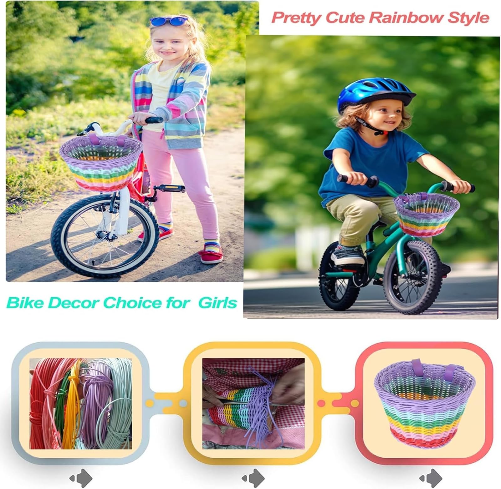 Basket For Bike Kids Bicycle Handlebar Tassels Girls Boys Balance