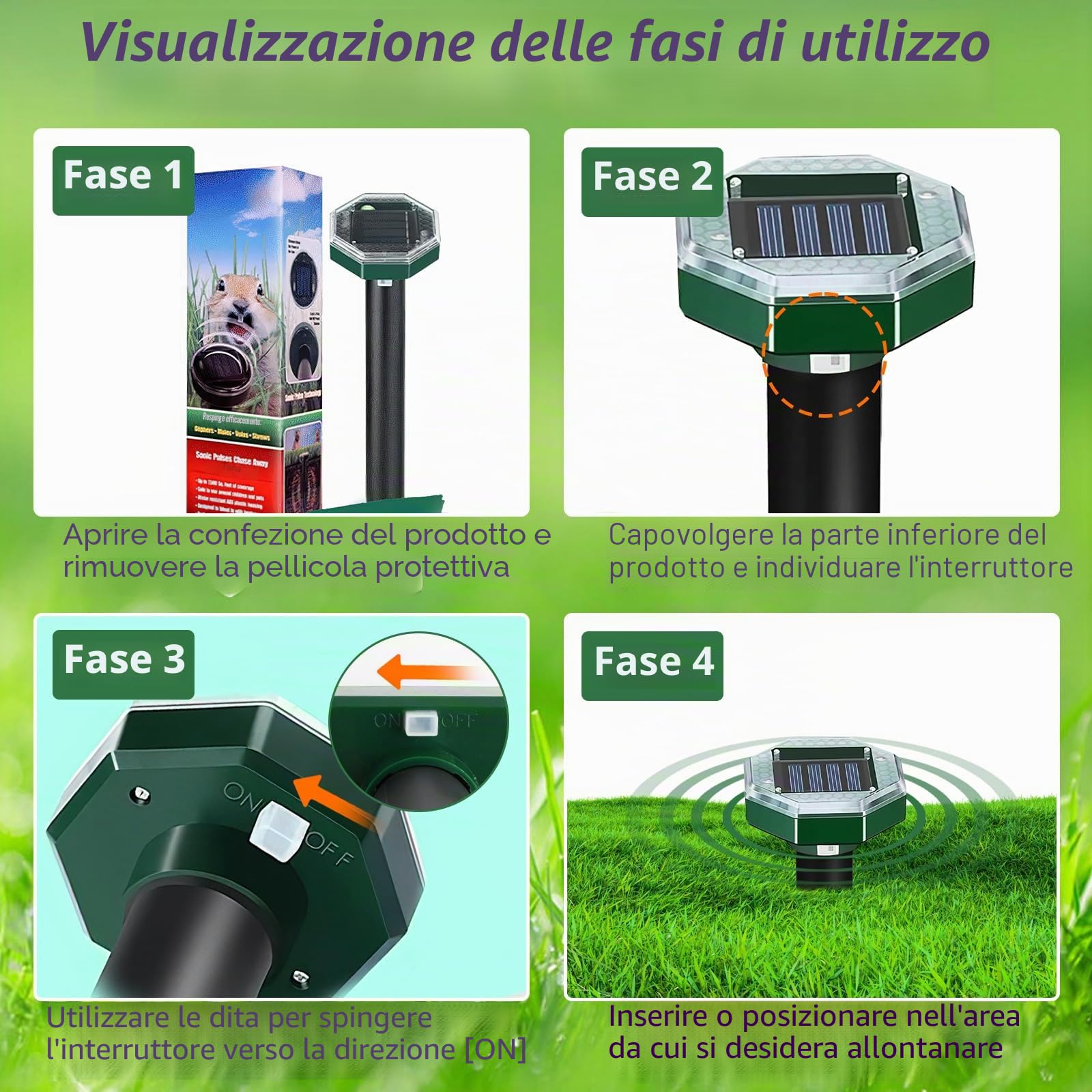 Repellente Talpe Ultrasuoni Solare 4 Pezzi Repellente per Topi Ultrasuoni, Scaccia Talpe Ultrasuoni Solare, Scaccia Topi Ultrasuoni per Topi anti Respingere (Ottagono)