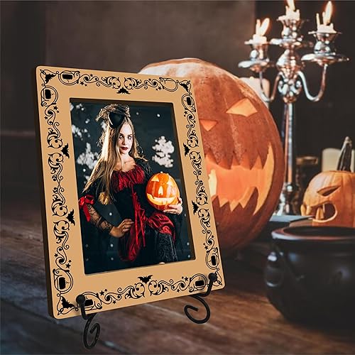 Miniatura 4 de Marco de fotos de madera de Halloween - Gótico retro - Marco decorativo para fotos de 4 x 6 pulgadas, regalos de Halloween, regalo espeluznante para