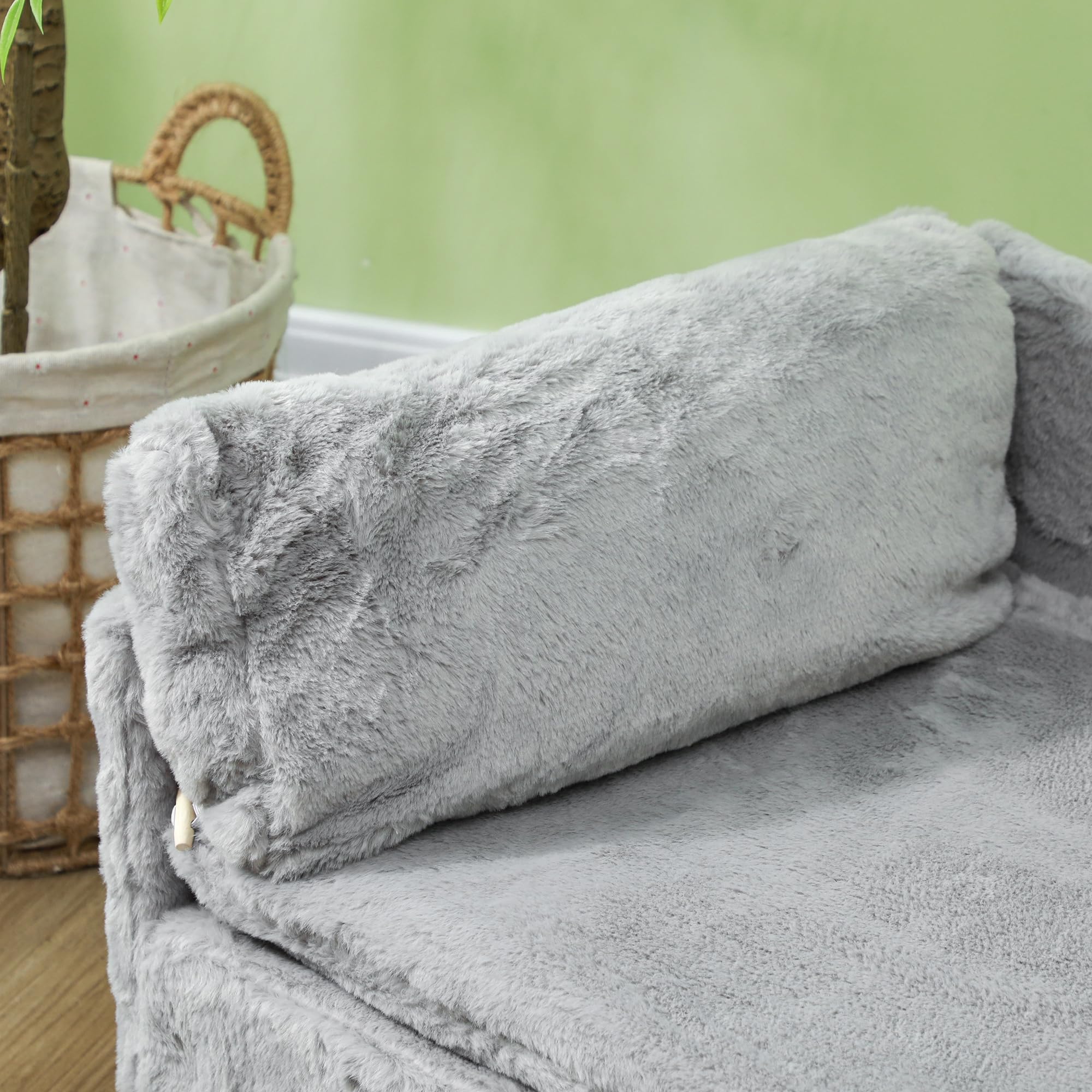 PawHut Hundesofa für mittelgroße Hunde, Hundebett mit abnehmbarem und waschbarem Kissen, Haustiersofa mit Holzbeine, mit Erhöhtem Design, 20 kg, Hellgrau