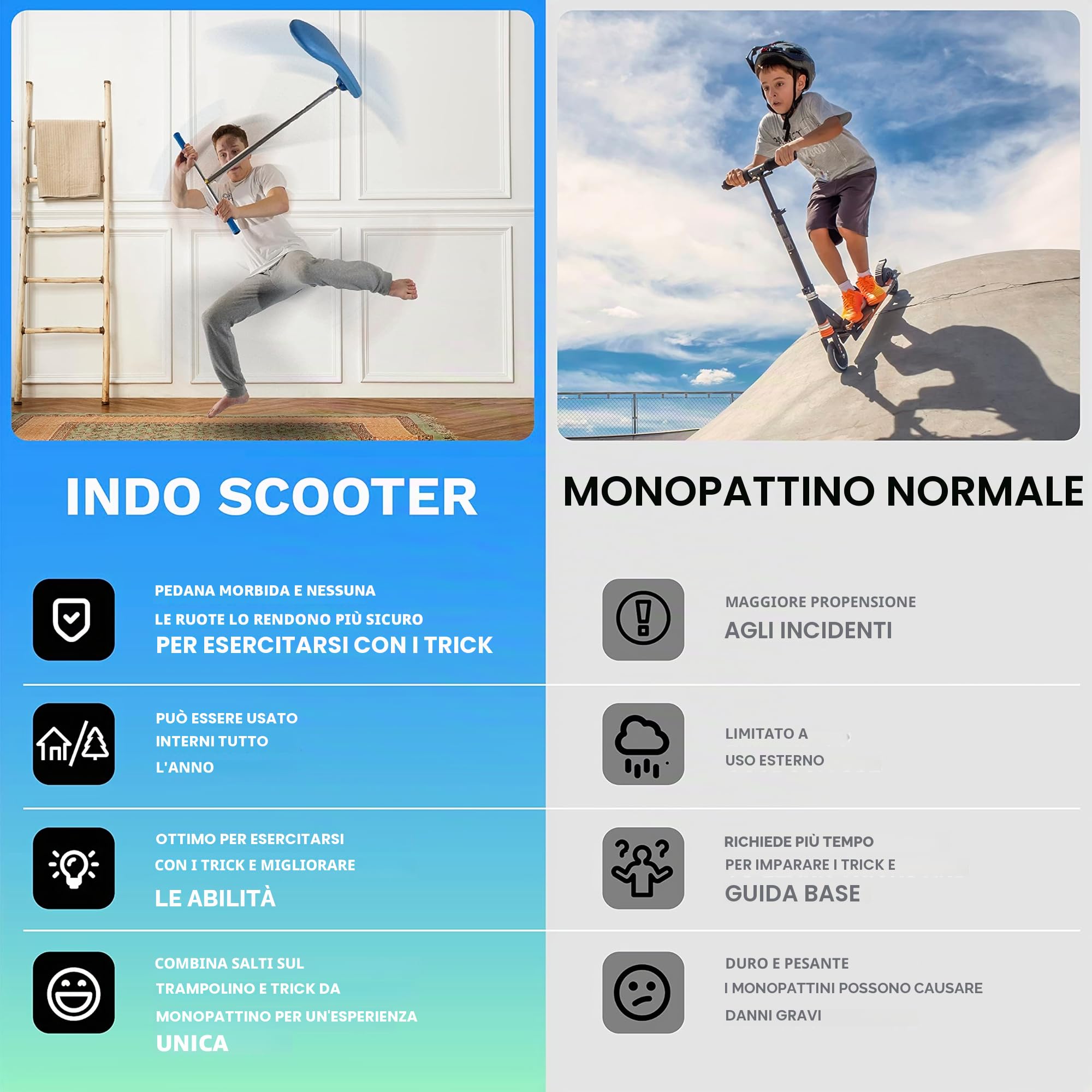 INDO PRO Trampolin Scooter Blue