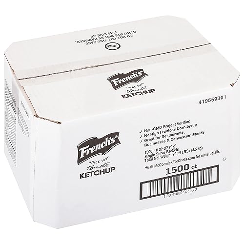 Miniatura 1 de French's Paquetes de ketchup de tomate, 1500 unidades, una caja de 1500 paquetes individuales de ketchup, perfectos para pedidos de comida para