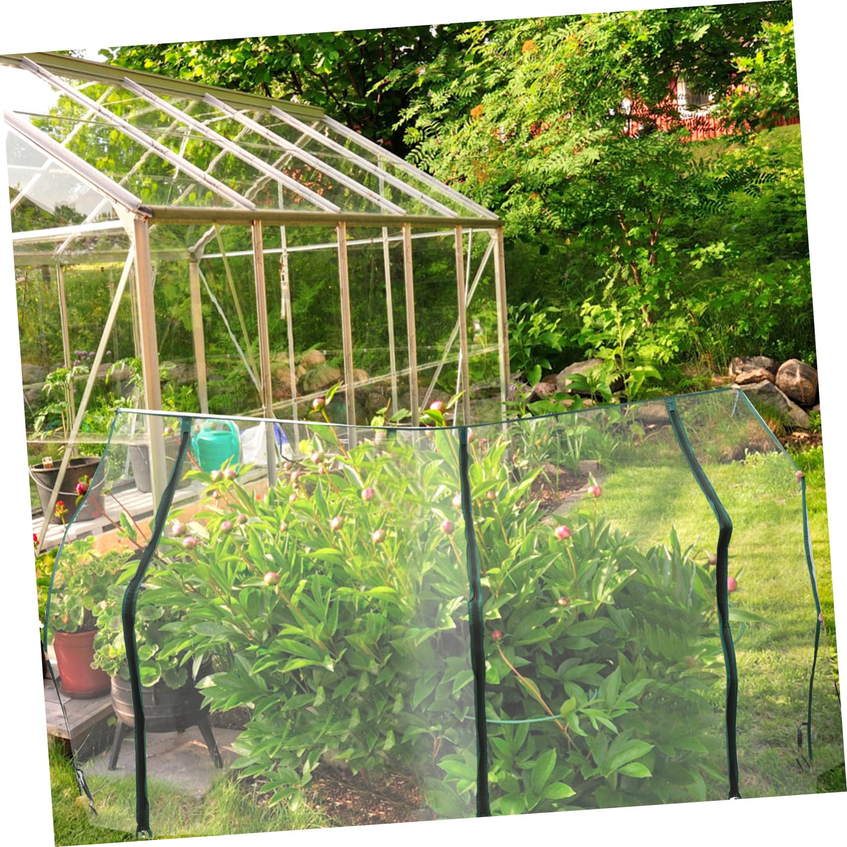 LIOOBO Cubierta de Repuesto para Mini Invernadero de Jardín PVC | Plantas y Flores, Diseño en Forma de Tienda, Puerta Cremallera, Ahorro de Espacio