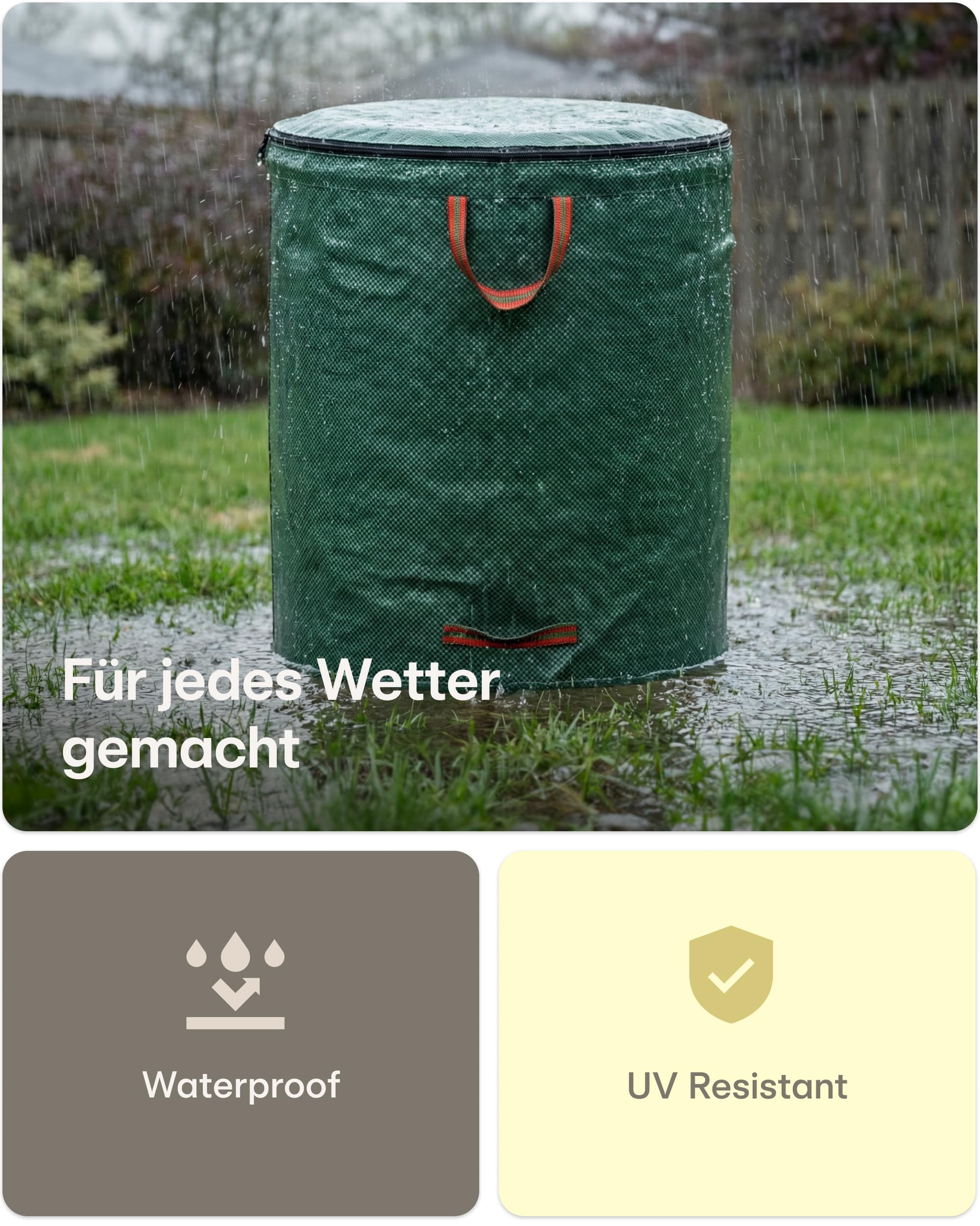 Praknu 2x Gartenabfallsack Stabil 500 Liter Mit Deckel - XXL Groß - Laubsack mit 4 Reißfesten Griffen - Stabil & Faltbar Gartensack - Laubsäcke - Gartensäcke - Garten Abfallsack - Gartenzubehör