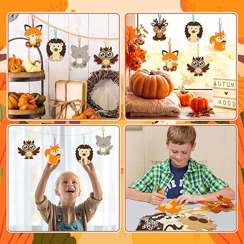 Miniatura 6 de Paquete de 24 kits de manualidades de erizo para niños, calcomanías de espuma de erizo, bricolaje, arte y manualidades de otoño para niños y niñas,