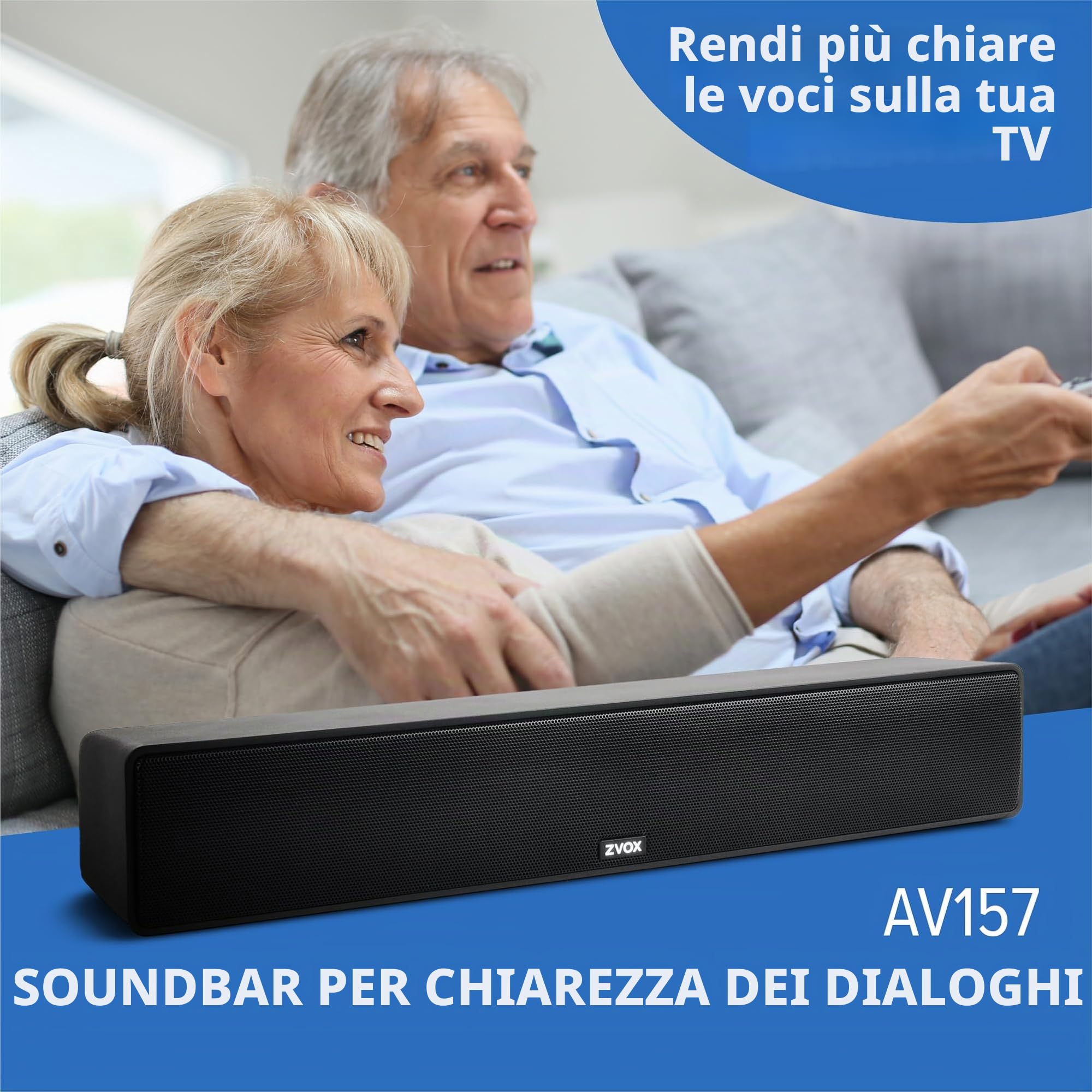 ZVOX AccuVoice AV157 - Sound Bar chiarificante per dialogo, con tecnologia acustica brevettata, 12 livelli di potenziamento vocale, altoparlanti TV Home Theater da 17"