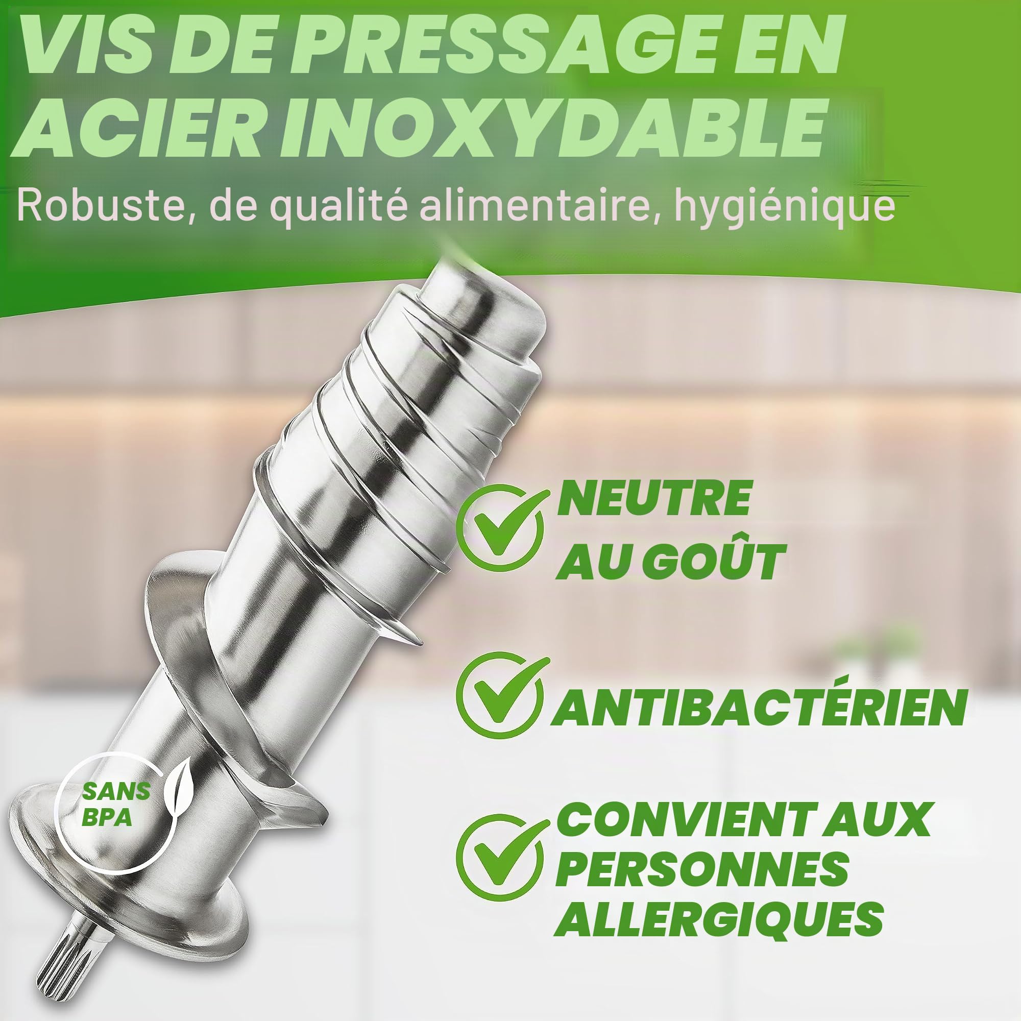 GREEN-PRESS EDELSTAHL Extracteur de jus à vis en acier inoxydable sans BPA pour fruits entiers céleri légumes et fruits test gagnant presse à jus électrique marque allemande Classe énergétique A+++