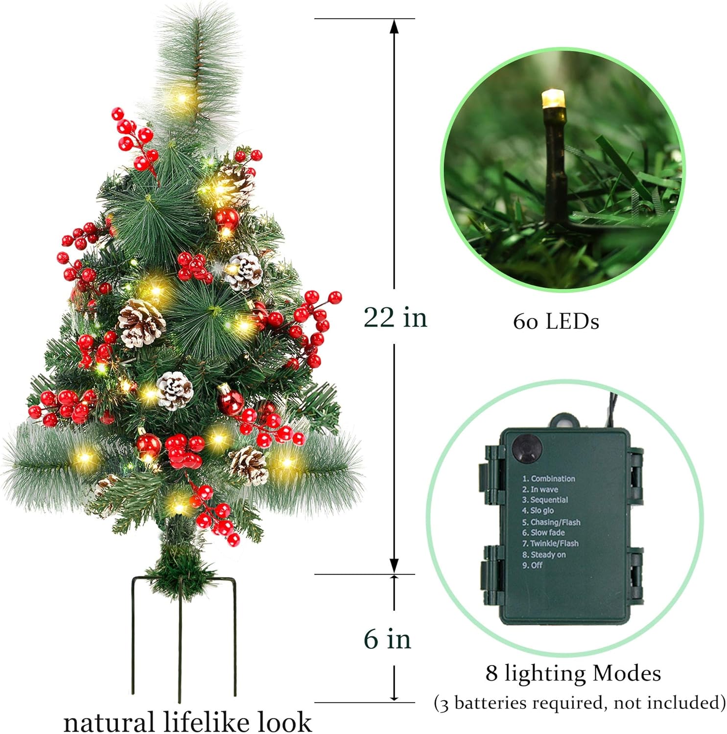 Buy Lulu Home 2 Pack 2 Ft PreLit Pathway Christmas Trees with Stake