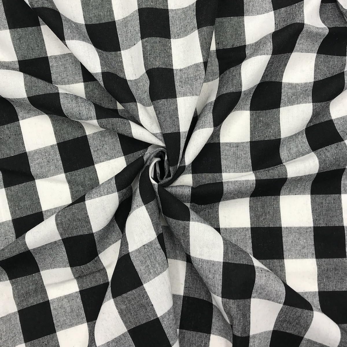 144x57 Inch Red and White Buffalo Plaid Fabric - 130GSM, 1" Gingham Check, Cotton Blend - for Kitchen Curtain, Table Linens, Light Outerwear