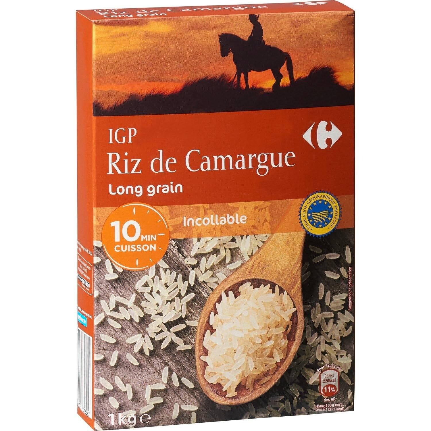 CARREFOUR – Riz Long Grain Express de Camargue, Cuisson Rapide en 10 min, Texture Légère (Boîte 1 kg) - Le Lot De 4