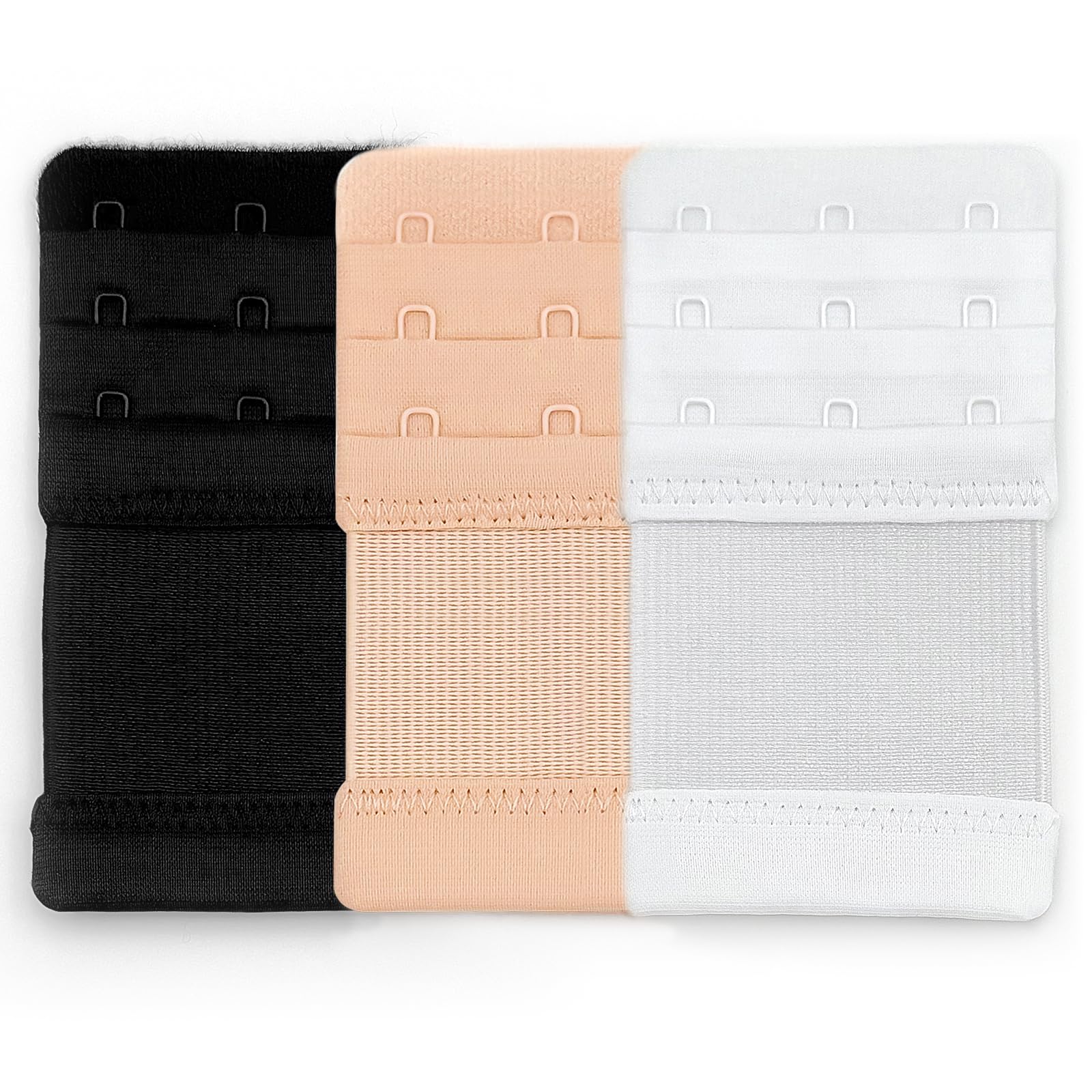 Yiscoko Mix Color-3 Hook Bra Extender 3 Hook 3 Row, Soft Stretchy Bra Extender Extension Comfortable (3 Pieces)