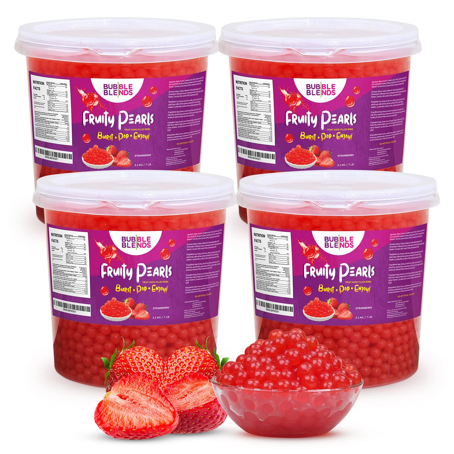 Buy Bubble Blends Strawberry Popping Boba (4 x 3.2kg), Fruit Juice