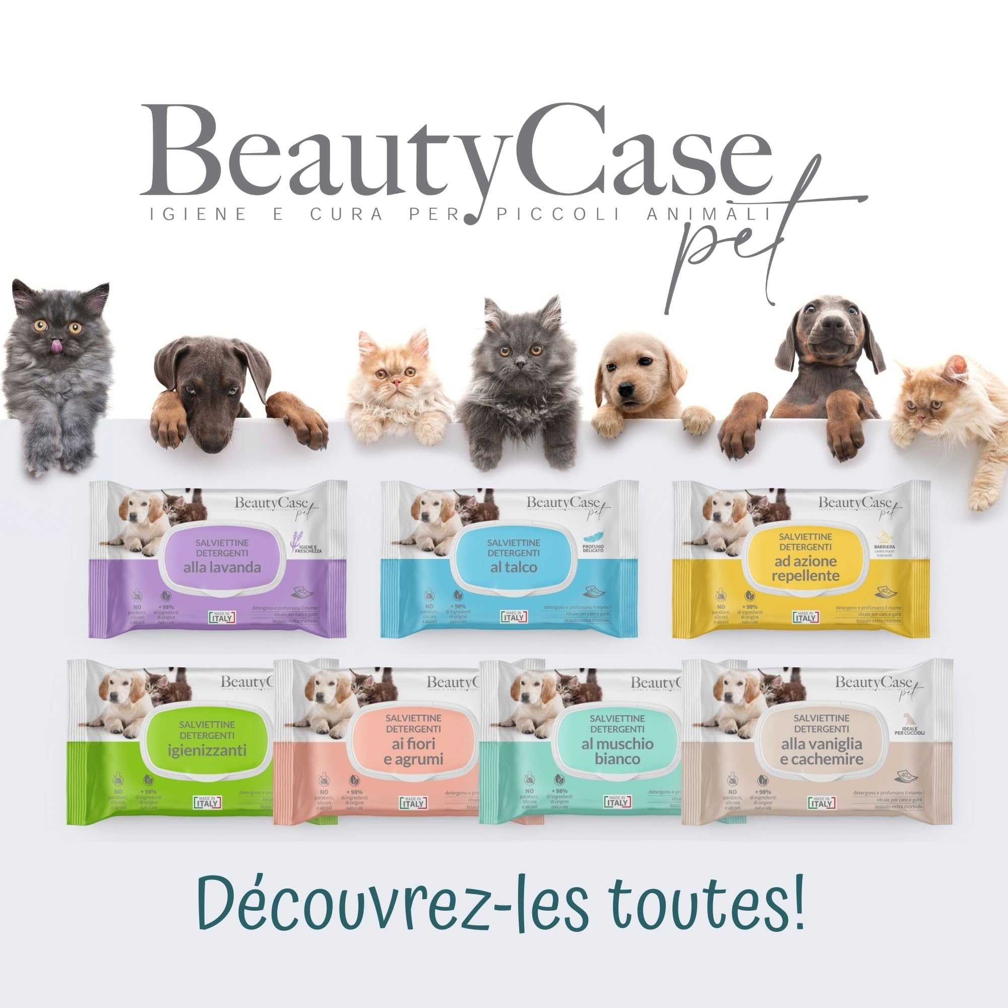 Beauty Case Lingette Chien 480 pcs (12x40) - Lingettes Douces pour Chien, Chiot et Chat - Extra Large 20x30cm - Corps et Pattes - Senteur Fleurs Fraîches & Agrumes