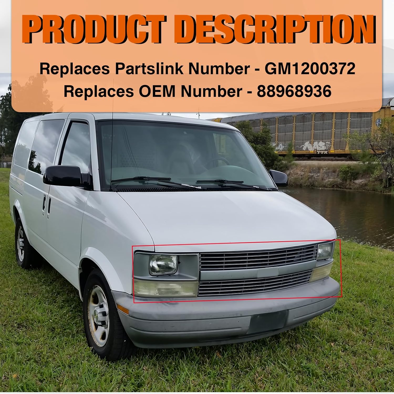 CarPartsDepot Front Grille Grill w/o Center Bar w/Gray Shell And Insert Compatible With 1995-2005 Chevy Astro w/Sealed Beam Headlight Holes