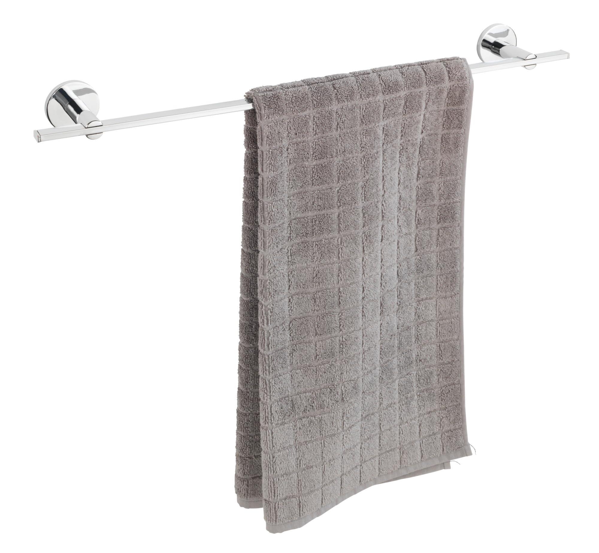 WENKO UV-Loc® Badetuchstange UNO Isera, Wand-Handtuchhalter aus Vierkantrohr zum Befestigen ohne Bohren mit innovativem Klebesystem, Wandmontageplatte aus Zinkdruckguss, rostfrei, 59,5 x 5 x 7,5 cm
