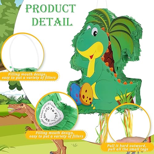 Miniatura 3 de Pinata de dinosaurio, piñata, suministros de dinosaurio, lazo para colgar, piñatas, dinosaurio, suministros de fiesta de cumpleaños para niños,