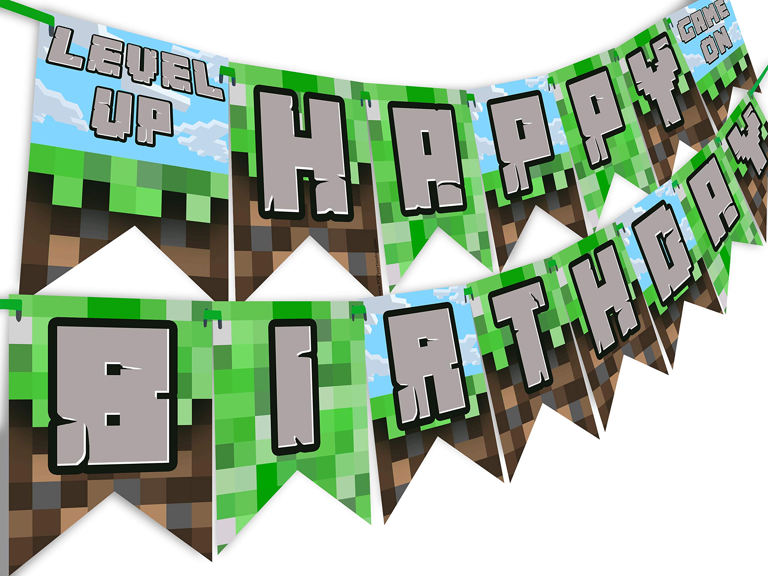 POP partiesPixel Party Happy Birthday Banner - Made in The USA - Game On