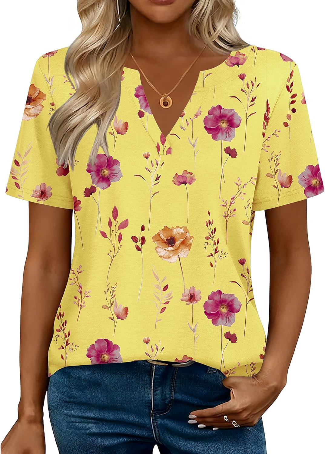 Zeagoo Womens Tops Short Sleeve V Neck Tee Shirts Cute Dressy Casual Clothing Business Work Blouse - Image 4