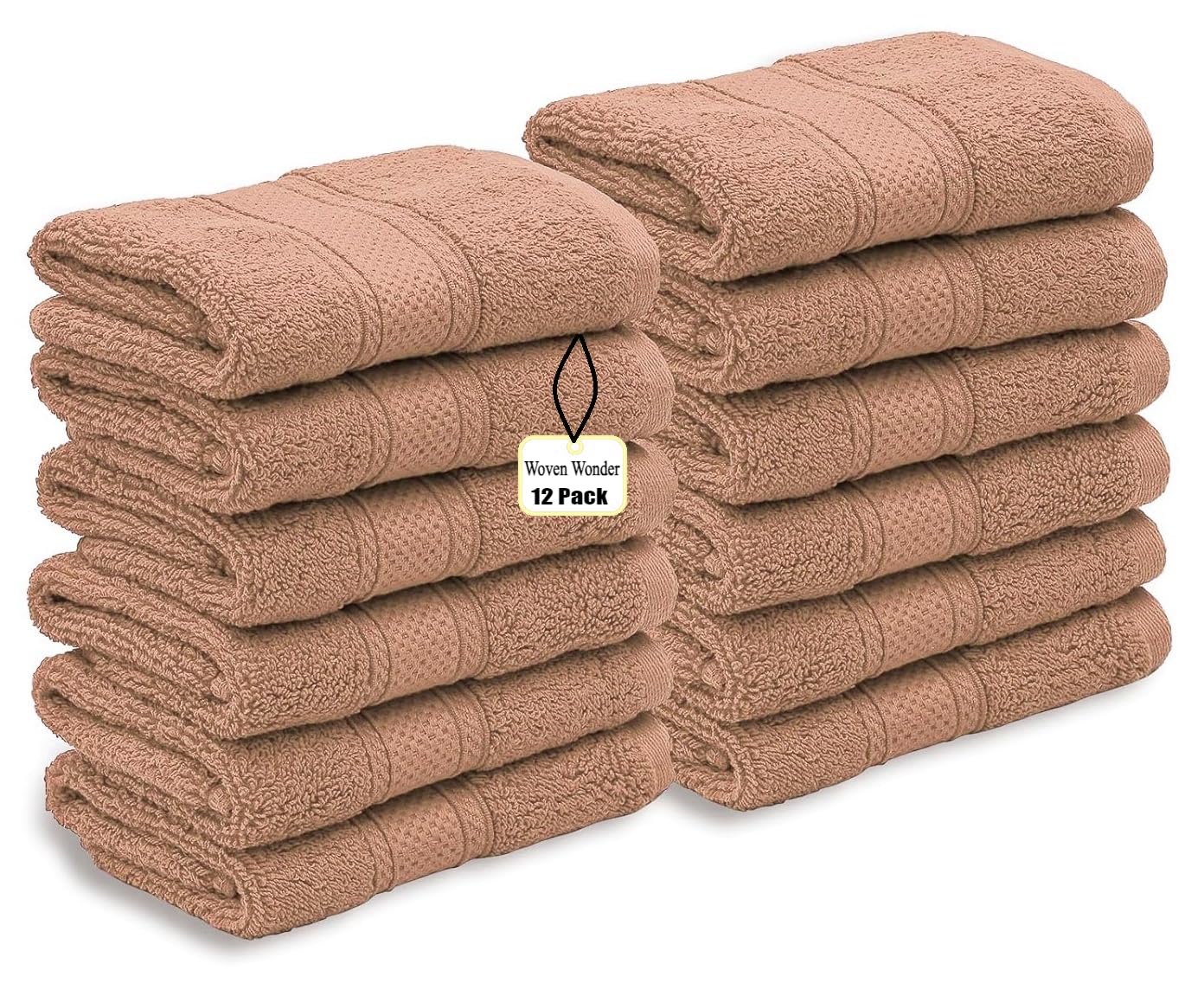 Wovenwonder Latte 12 X Cotton Face Cloth Towels 100% Egyptian Cotton -500Gsm Super Soft Flannels Washcloths (30 X 30 Cm) Fingertip Gym Towels Facial Cloths (Latte)