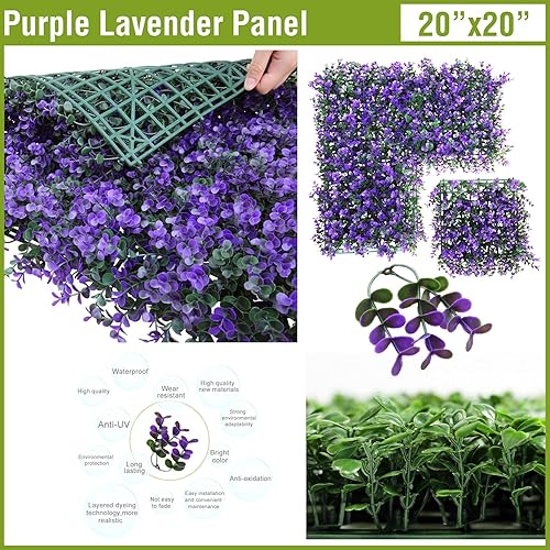 Miniatura 4 de FLORALEAF 10 paneles de boj artificiales de 20 x 20 pulgadas, pantalla de privacidad para plantas de seto topiario, hiedra sintética, telón de