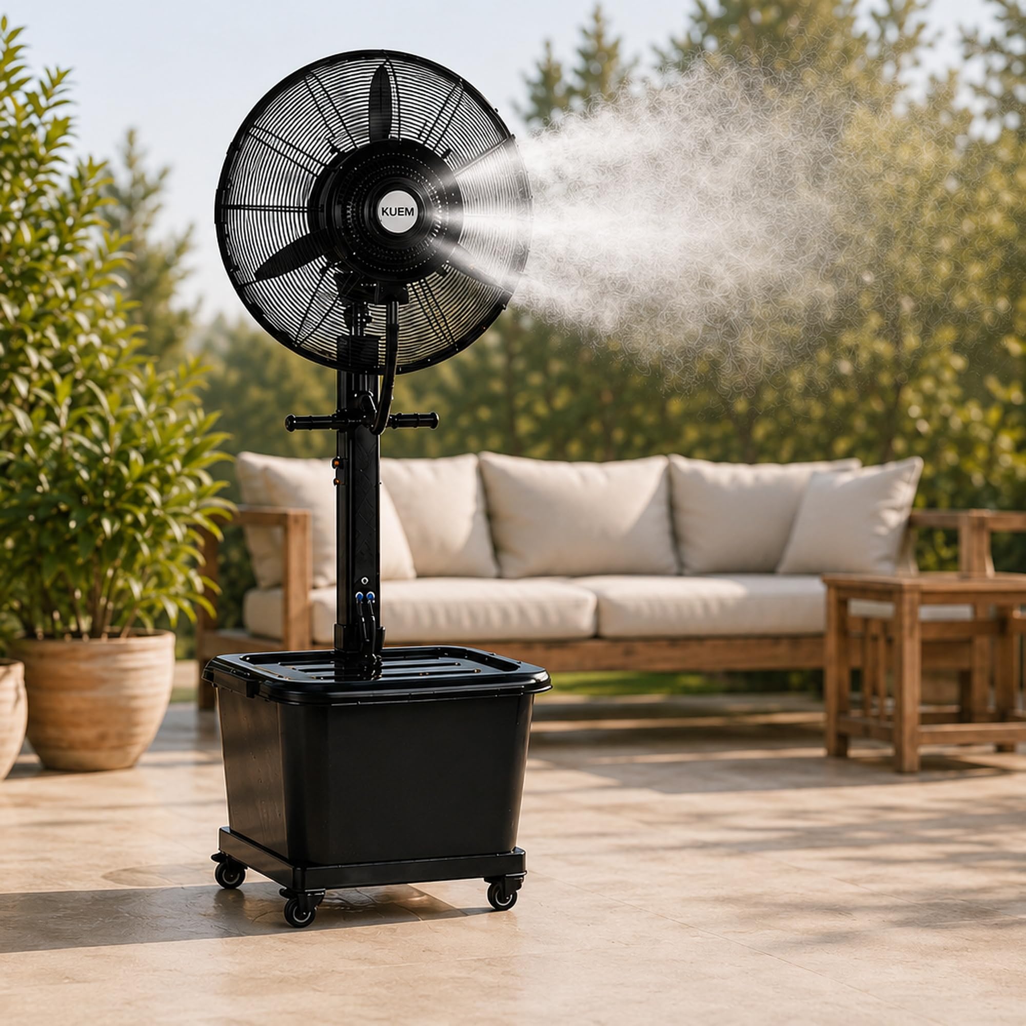 Ventilatore Nebulizzatore Magnum Nero Ø 66 cm a Piantana | Elettrico, Oscillante, Raffrescatore Lunga Distanza, 3 Velocità con Serbatoio e Ruote, Uso Civile e Industriale