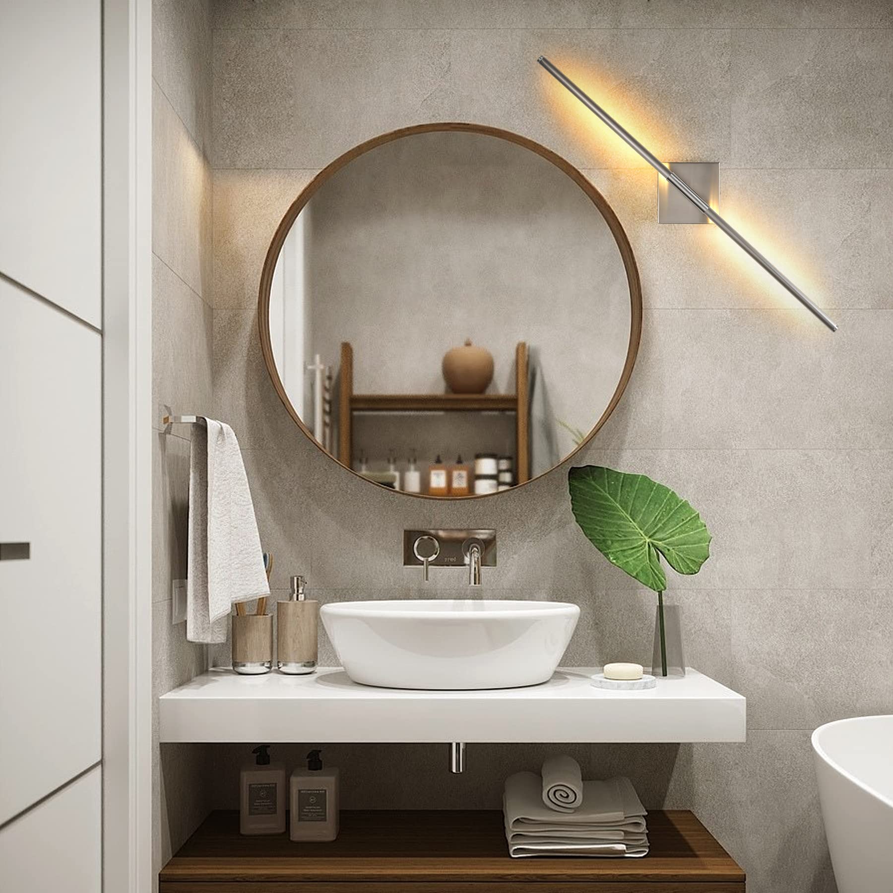 Image showcasing Bathroom Sconce Lighting Ideas KUZZULL Modern Minimalist LED Bathroom
