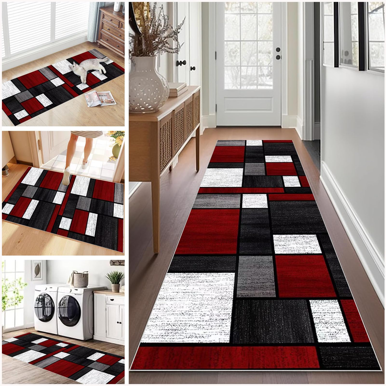Alfombra de Pasillo, Alfombras Cocina Lavable Antideslizante 40 x 60 cm Alfombra Larga Entrada Casa Interior, Alfombra Corredor para Puerta Cocina Pasillo, Alfombra para Salón Lavadero Dormitorio