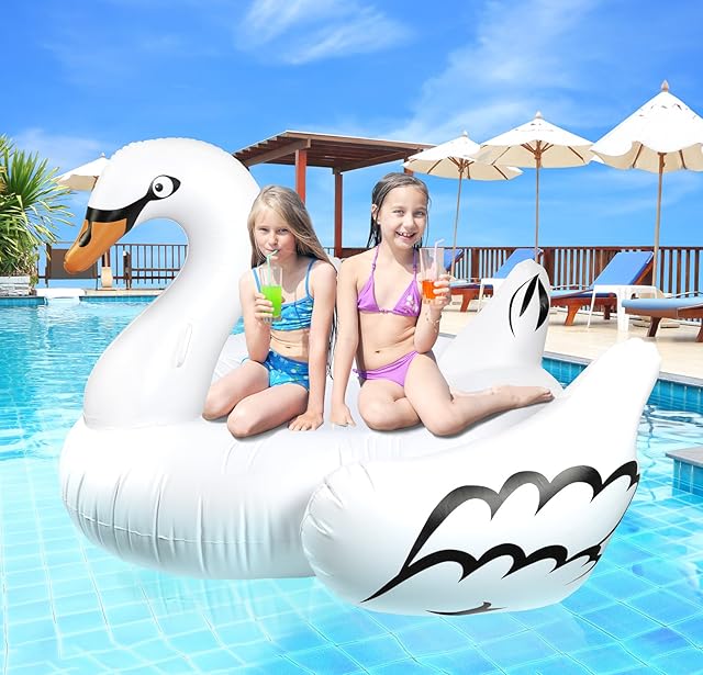 Greenco Giant Inflatable Swan Pool Float Lounger | Giant Swan Pool Float | Pool Floatie Swan for Pool Parties | Pool Water Toys | Inflatable Pool Floats 75"
