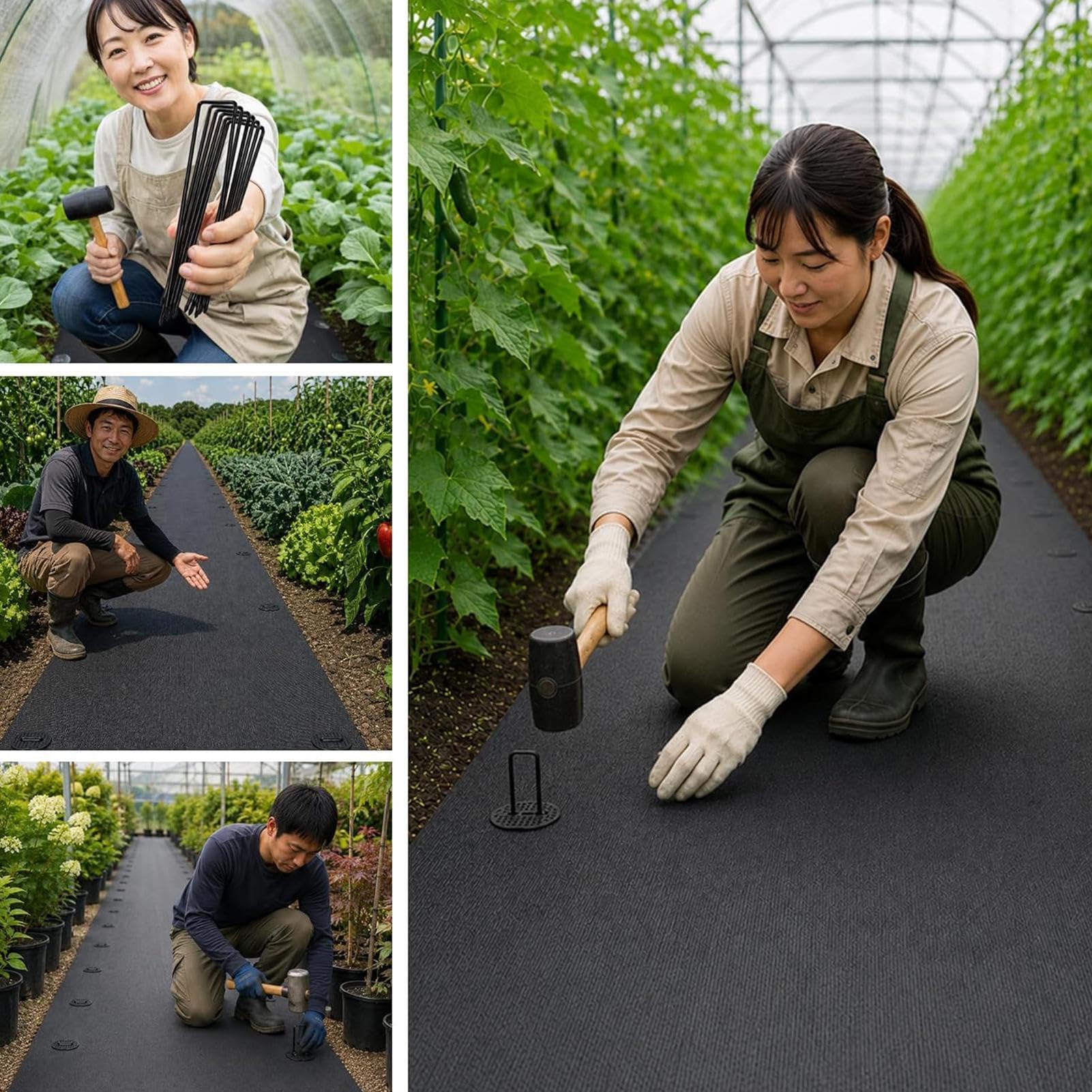 Estacas de jardín 50 Piquetas de Suelo en Forma de U con Juntas Fijadoras