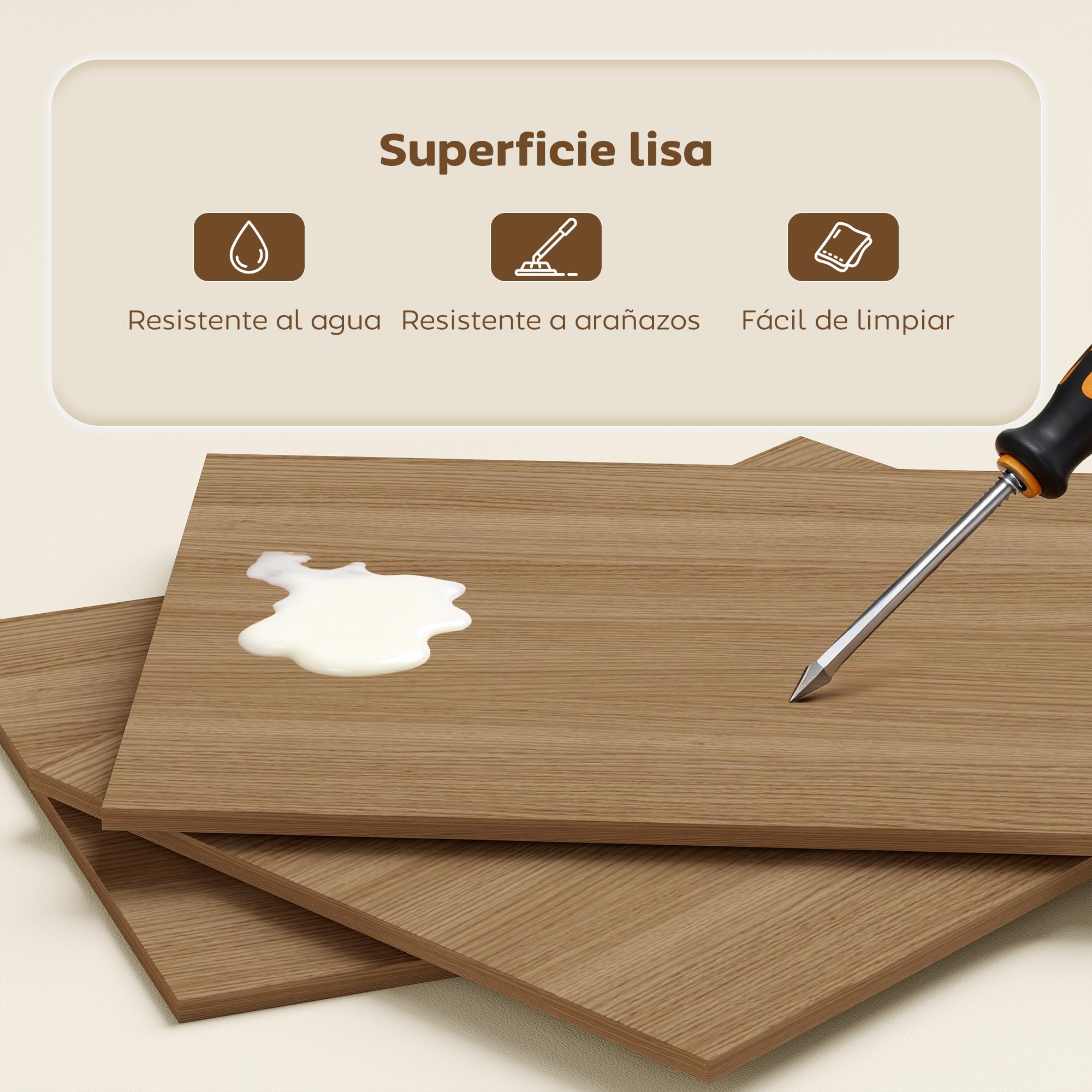 HOMCOM Escritorio Plegable con Estantería Estudio 105x60x127 cm Natural | Mesa de Escritorio con 4 Estantes, Mesa de Ordenador para Espacios Pequeños, Oficina en Casa