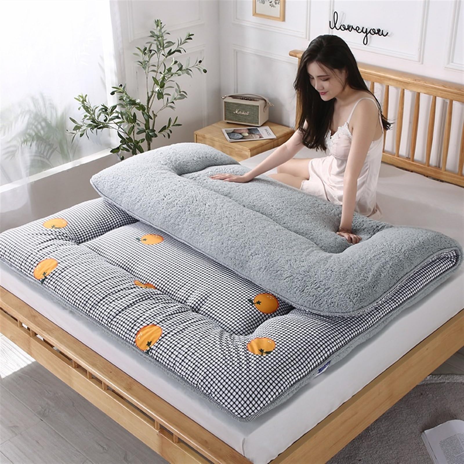 Colchón de futón de Suelo japonés, colchón Enrollable Plegable, colchón de Cama de Masaje tailandés, colchoneta de Tatami, colchón para Dormir para Suelo (Color : G, Size : 90 * 200cm)