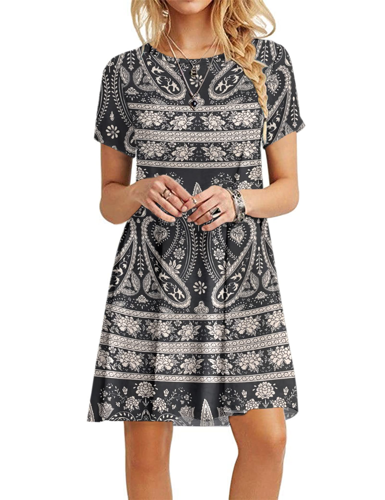 MOLERANI Women's Casual Plain Simple T-Shirt Loose Dress