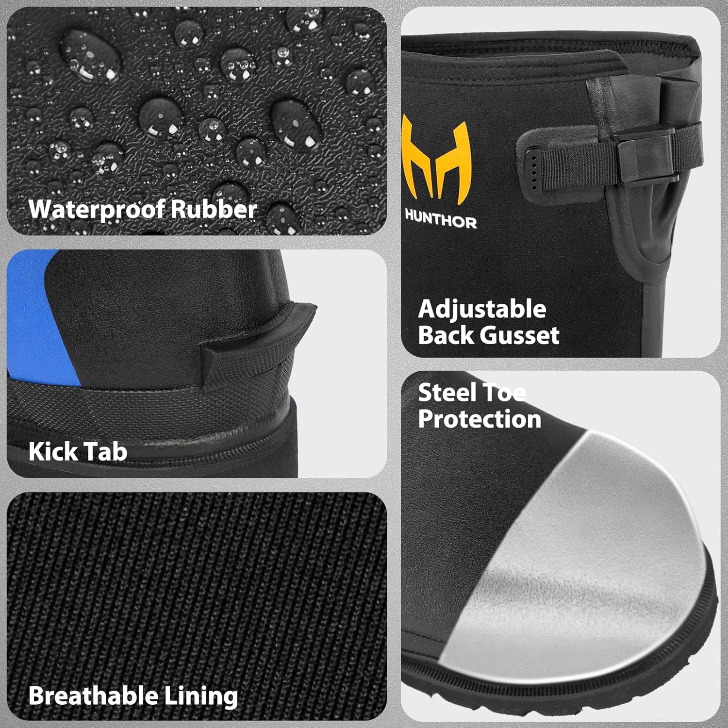 Rubber Work Boots with 800g Insulation, Puncture-Proof Steel Toe & Shank, Lightweight EVA Outsole Waterproof Insulated Neoprene Hunting Boots for Farming, Construction and Manufacturing (Size 6-14) - Image 7