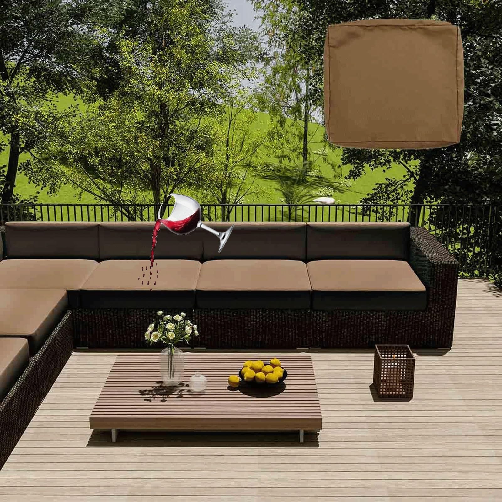 MCNDSI Outdoor Furniture Cushion Covers Waterproof Replacement Garden Chair Cushion Covers Rattan Garden Seat Cushion Covers Waterproof Outdoor Furniture Covers(Color7,60x60x10cm)