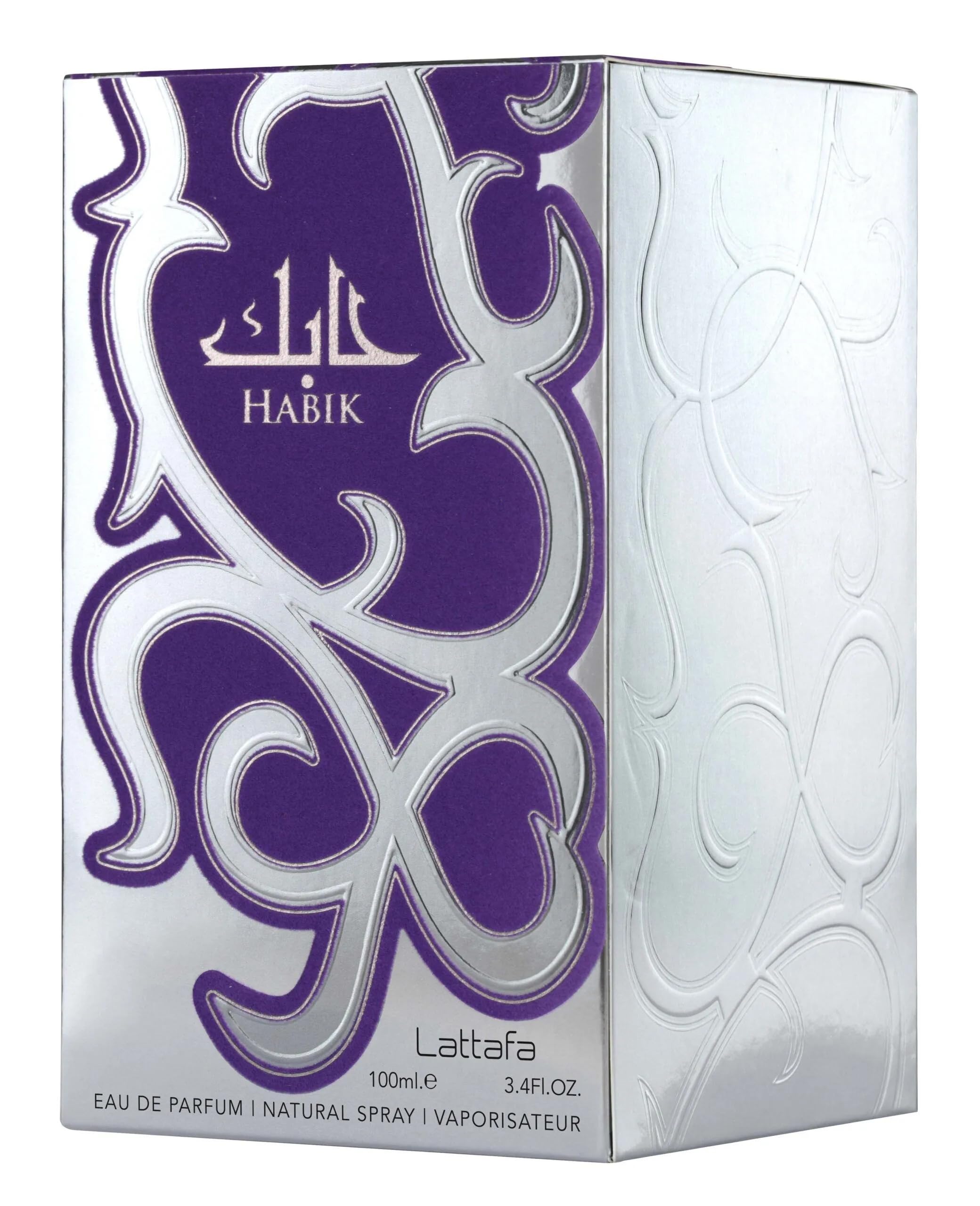 Lattafa Habik – Ámbar, Aromático, Amaderado, Almizclado, Eau de Parfum Spray de Larga Duración para Hombre, 100 ml
