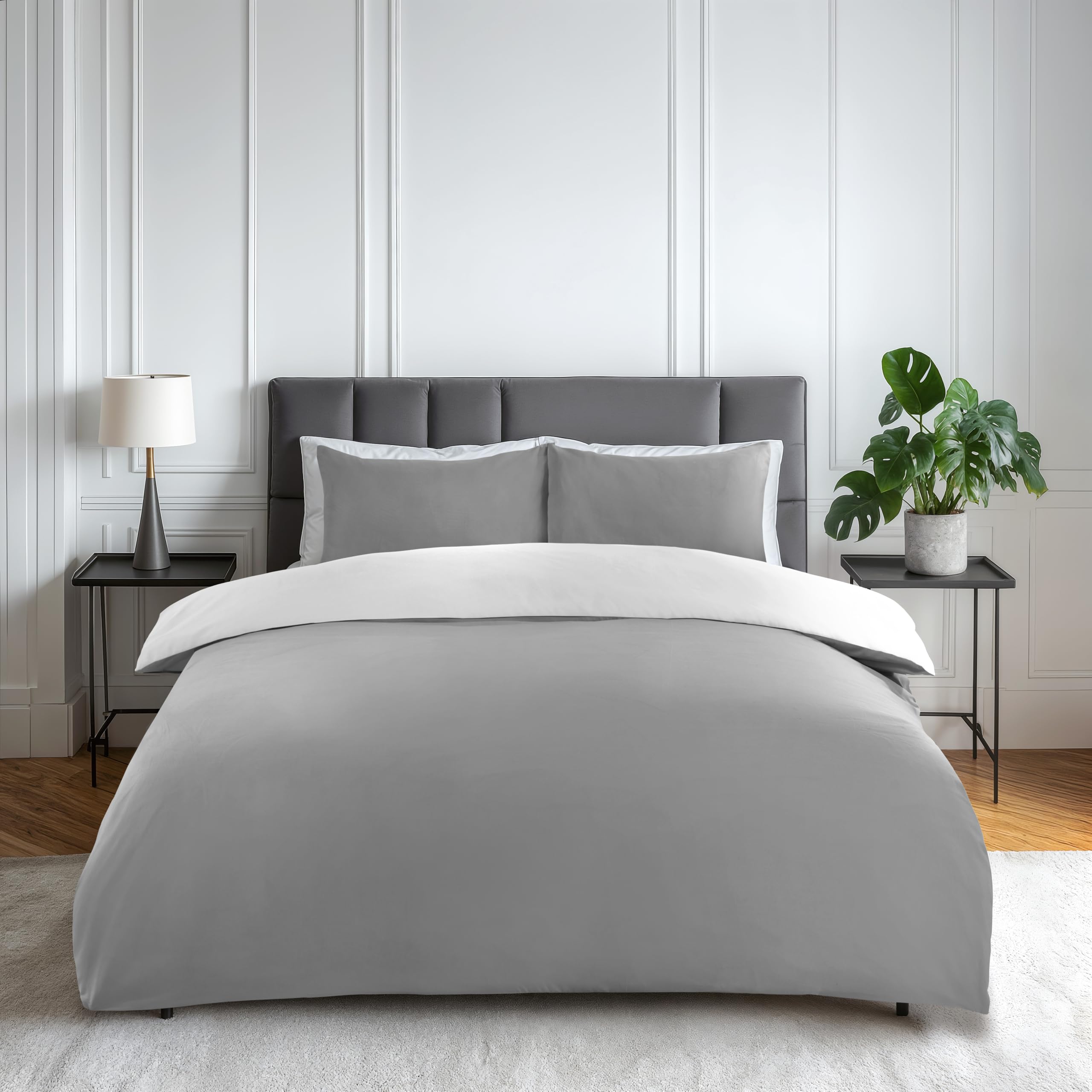 Emma Barclay Lyla Reversible Duvet Set in Grey/White - Double