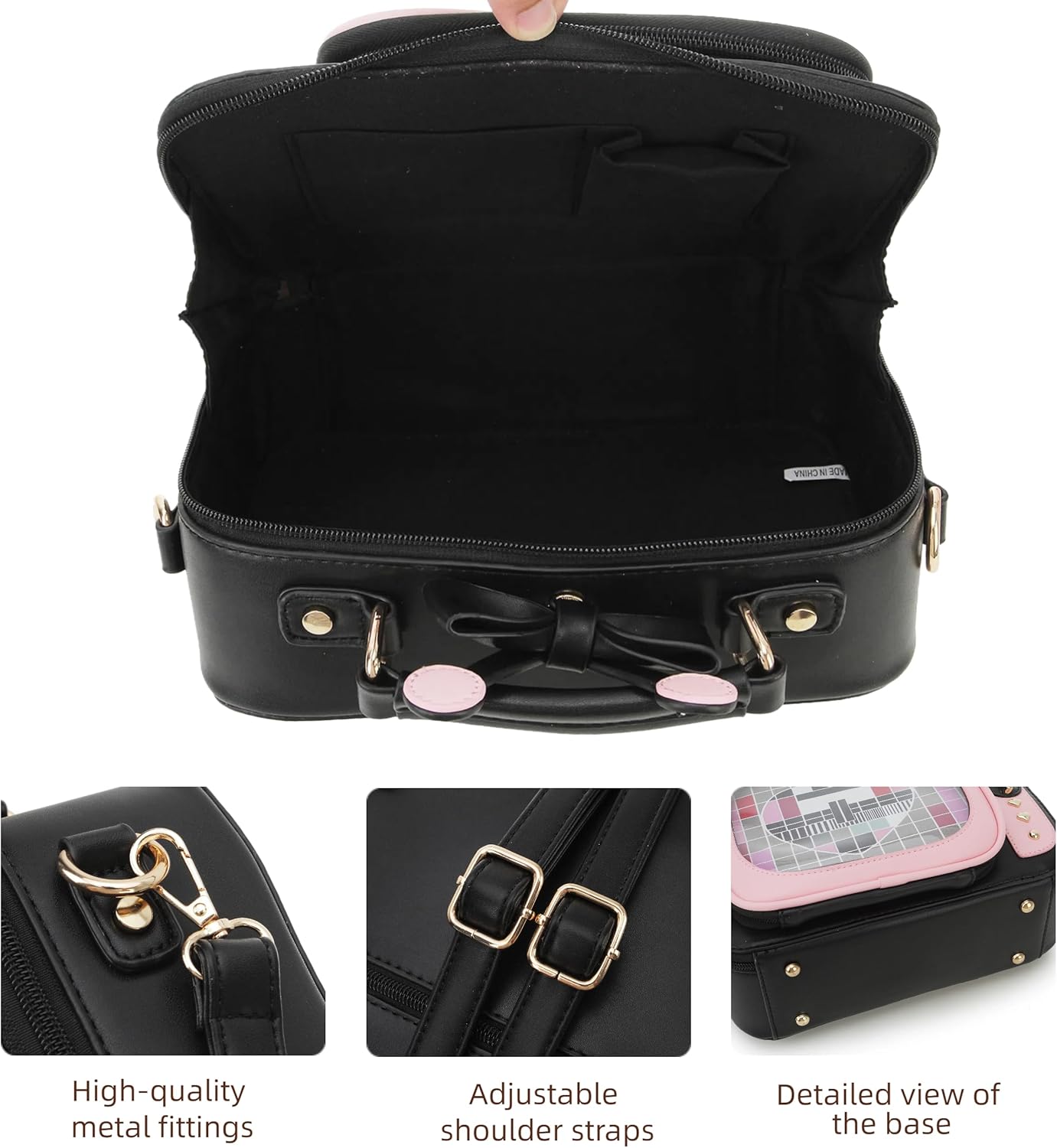 Retro TV Shaped Ita Bag Pin Display Backpack Cute Pin Bag with 3 Inserts, Anime Crossbody Bag for Enamel Pins, Adjustable Shoulder Strap, Unique Weird Purse for Collectors - Image 9