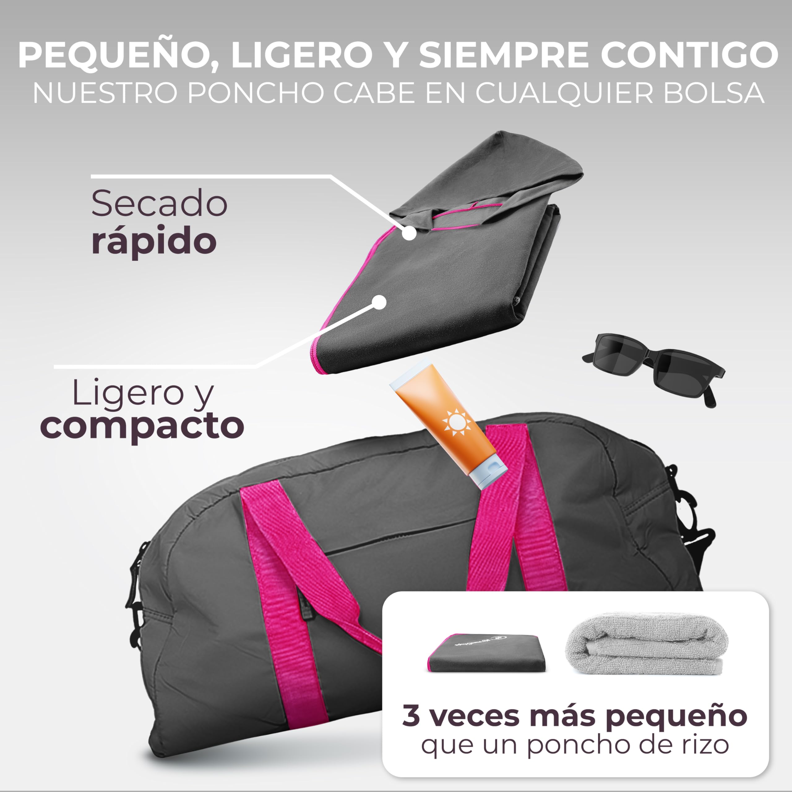 NirvanaShape Toalla Poncho 2 en 1 de Microfibra para Adultos – Albornoz de Secado Rápido y Ayuda para Cambiarse, Ideal para Viaje, Surf, Camping, Sauna y Playa