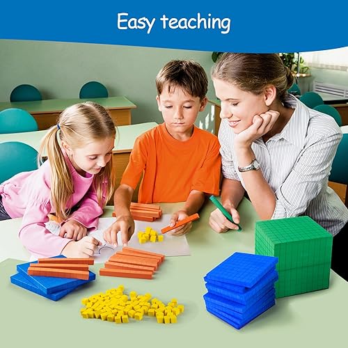 Miniatura 5 de Juego de diez bases de espuma para matemáticas, 146 bloques de valor posicional, cubos de conteo para matemáticas de niños, base de 10 manipuladores