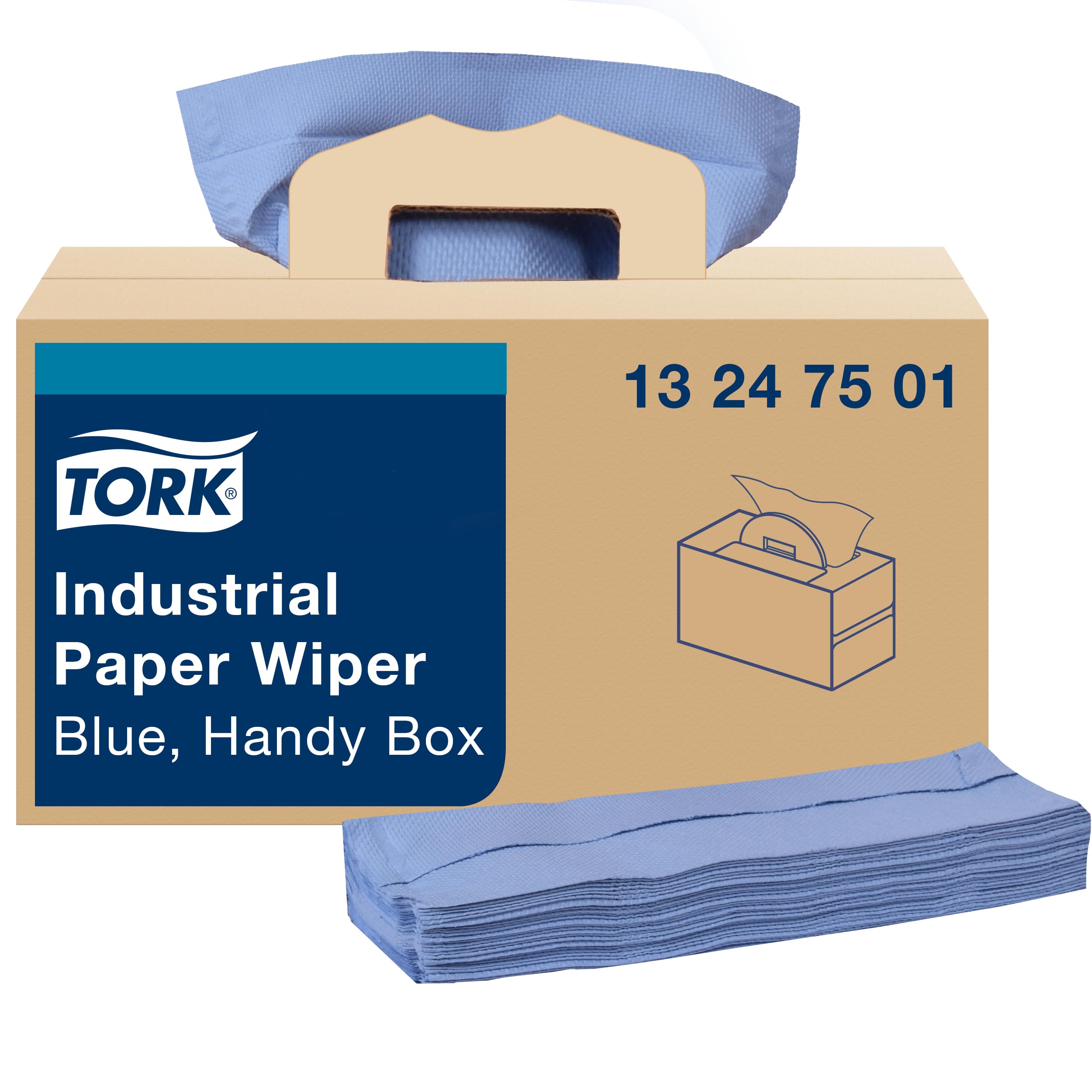 Tork 13247501 Industrial Paper Wiper, Handy Box, 4-Ply, 12.8