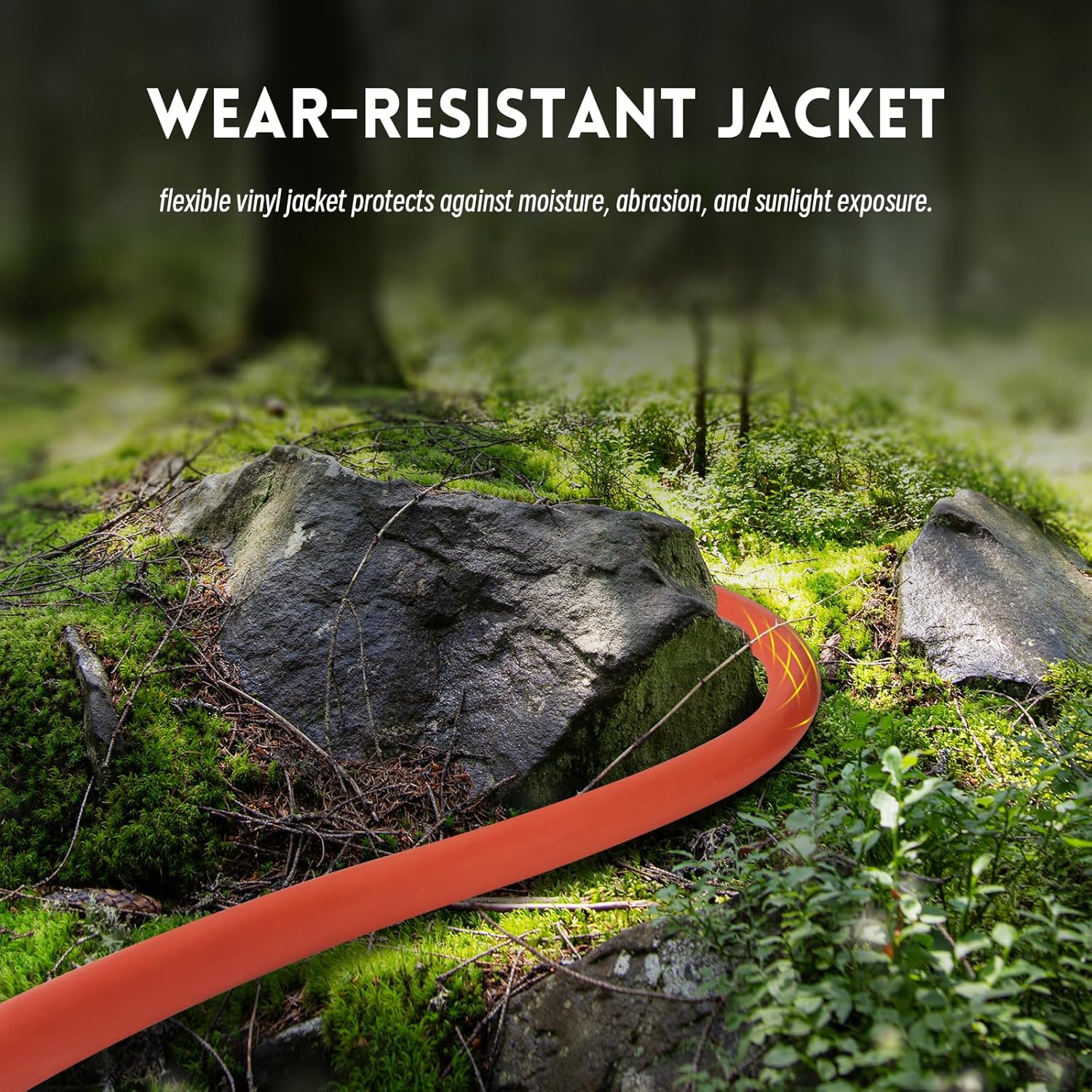 10 Gauge Heavy Duty Outdoor Extension Cord 25 FT, Waterproof Exterior Extension Cable with Lighted, 3 Prong Appliance Power Cord Outside, SJTW, 125 VAC, 15 Amp, 1875 Watts, Orange