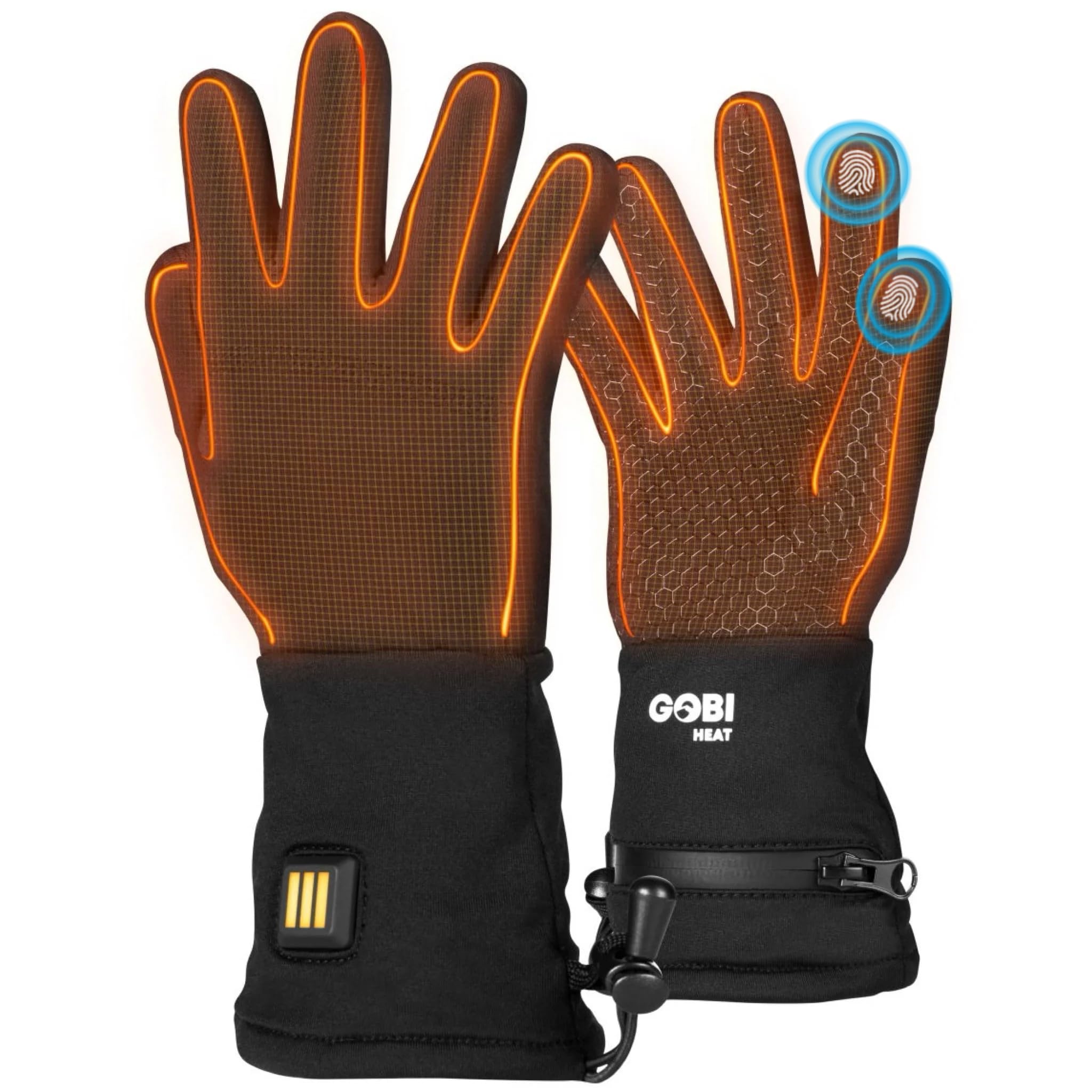 Stealth II Heated Glove Liners - 6 Hours of Heat | Battery and Charger Included | Heat Up and Around Each Finger | Onyx